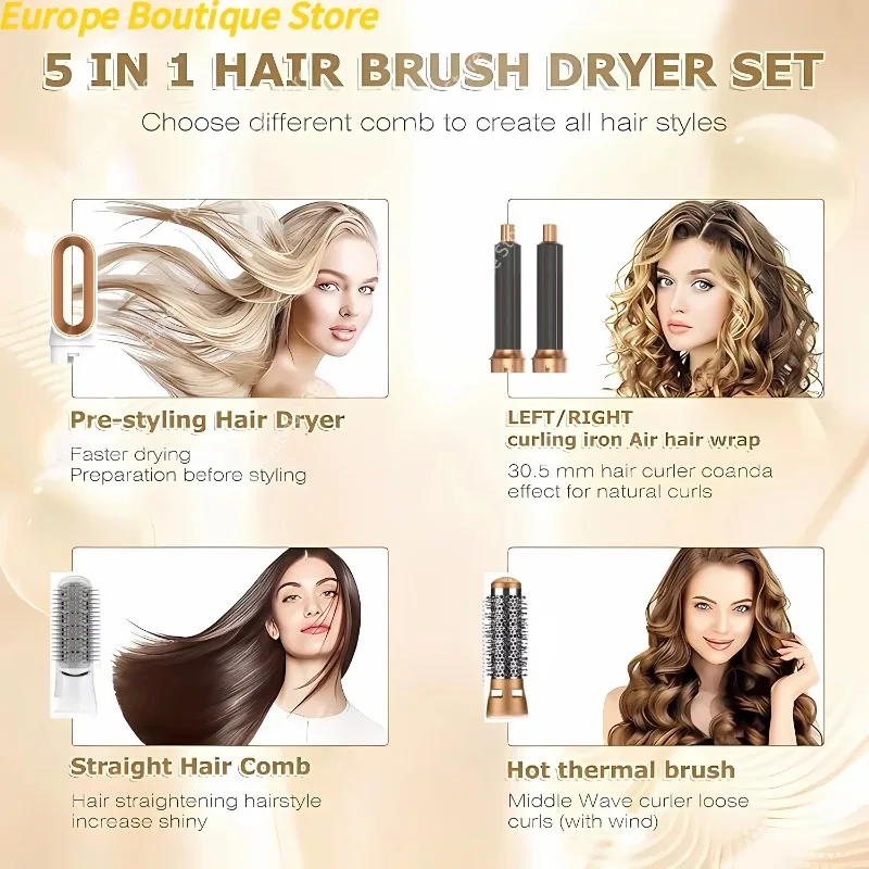 Professional 5 in 1 Hair Dryer Hot Air Comb Curler For Dyson Airwrap Hair Dryer Styling Tool Hair Straightener Hairdressing Tool - Image 2
